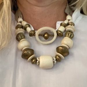 Twine and Twig gold and white necklace